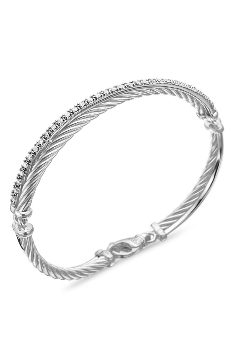 David Yurman Crossover Link Bracelet in Sterling Silver with Diamonds, 3mm, Alternate, color, 