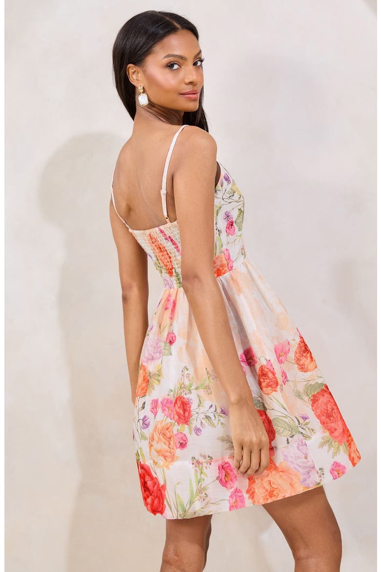 Floral Print Minidress, Alternate, color, WHITE