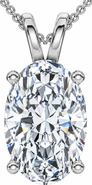 Bliss Diamond Oval Solitaire Diamond 4-Prong Pendant 14k Gold 18" Necklace Lab Grown