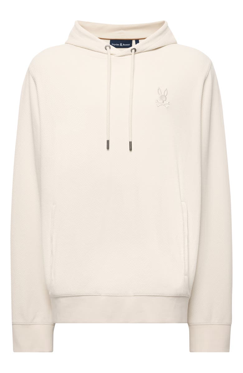Psycho Bunny Kai Twill Texture Cotton Blend Hoodie, Alternate, color, White Cap Grey