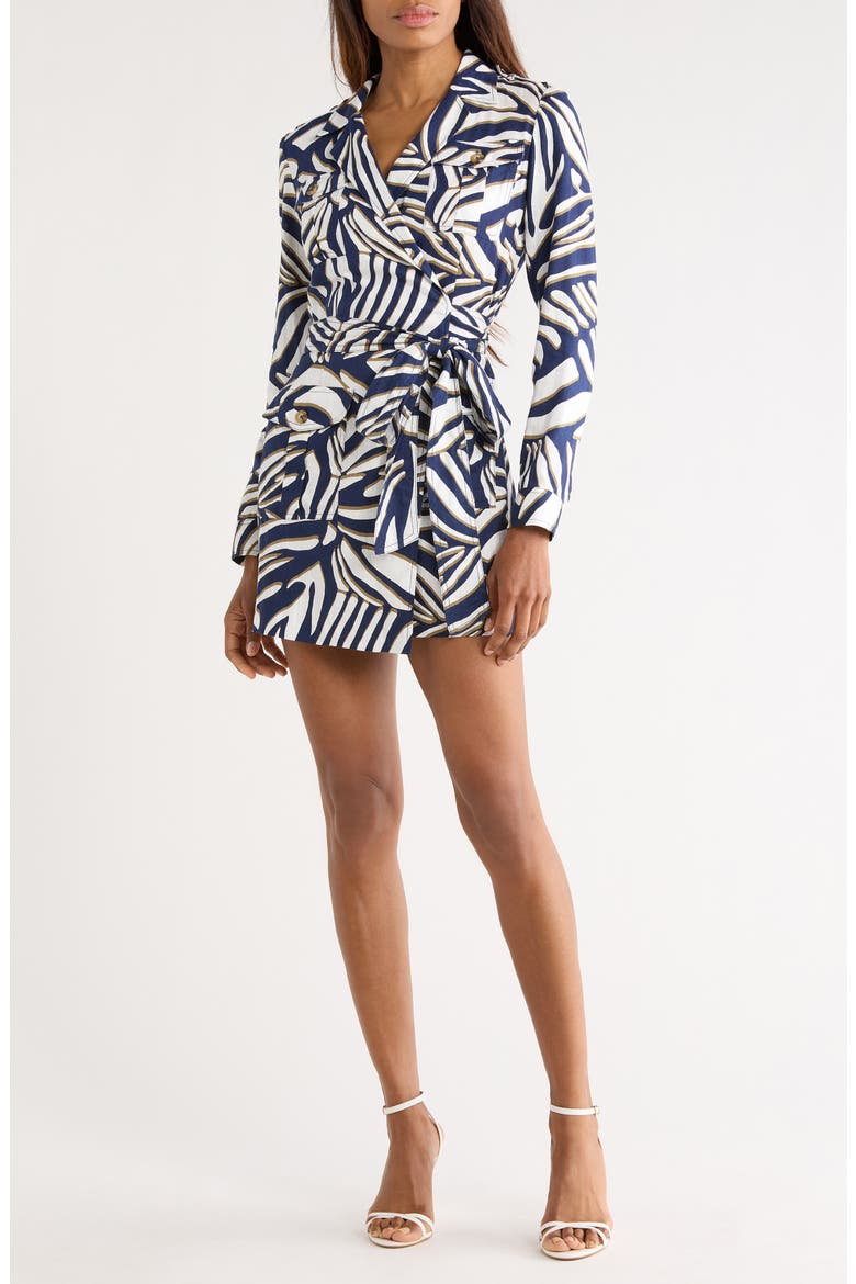 Riley Long Sleeve Minidress, Main, color, SAVANNA SHADOW NAVY