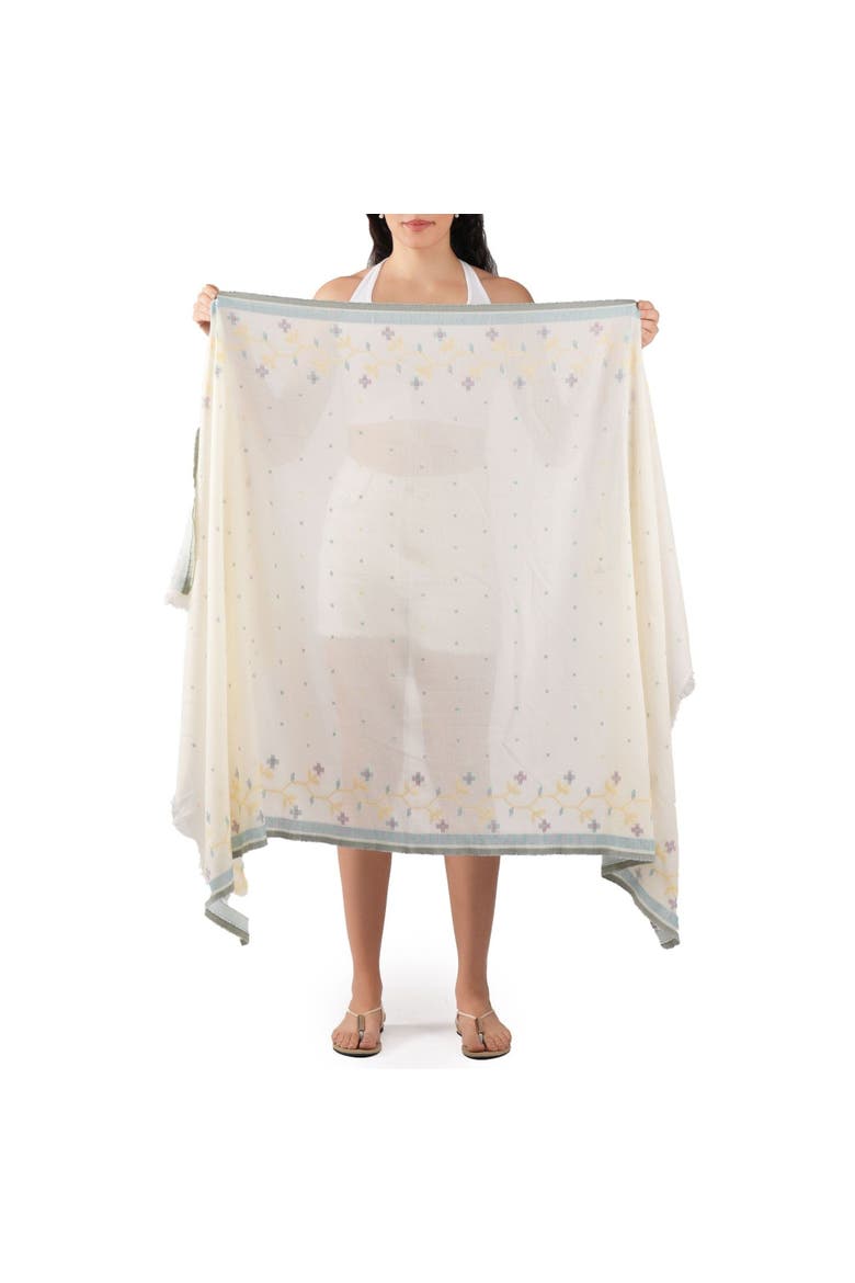 Florette Woven Cotton Scarf, Alternate, color, Ecru