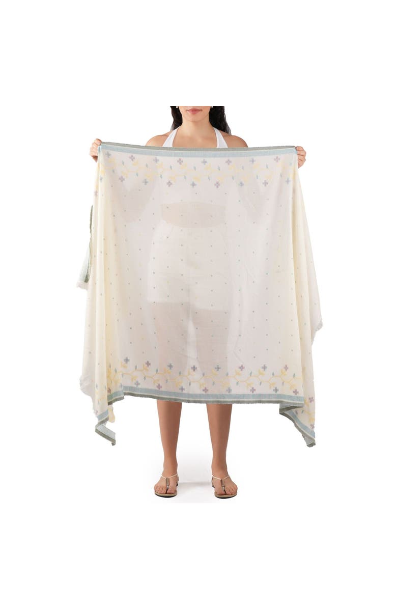 Vismaya Florette Woven Cotton Scarf, Alternate, color, Ecru