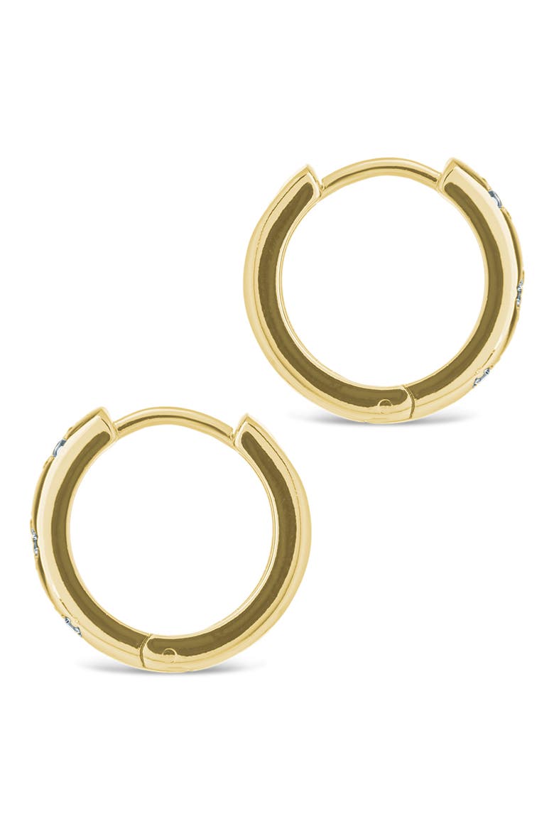 Aisha Cubic Zirconia Star Huggie Hoop Earrings, Alternate, color, GOLD