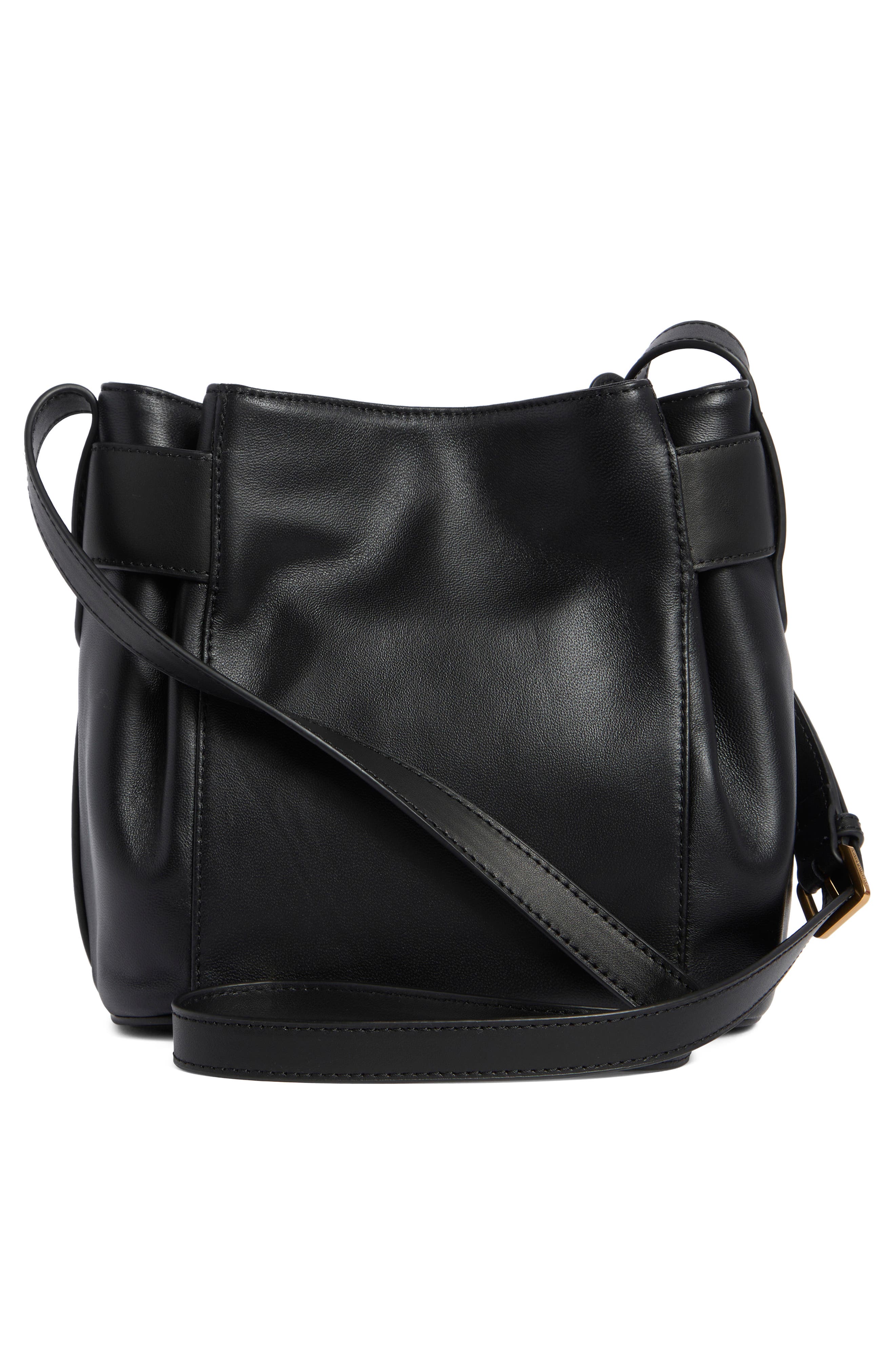 KARL LAGERFELD PARIS Delaine Leather Crossbody Bag, Alternate, color, Black/ Gold