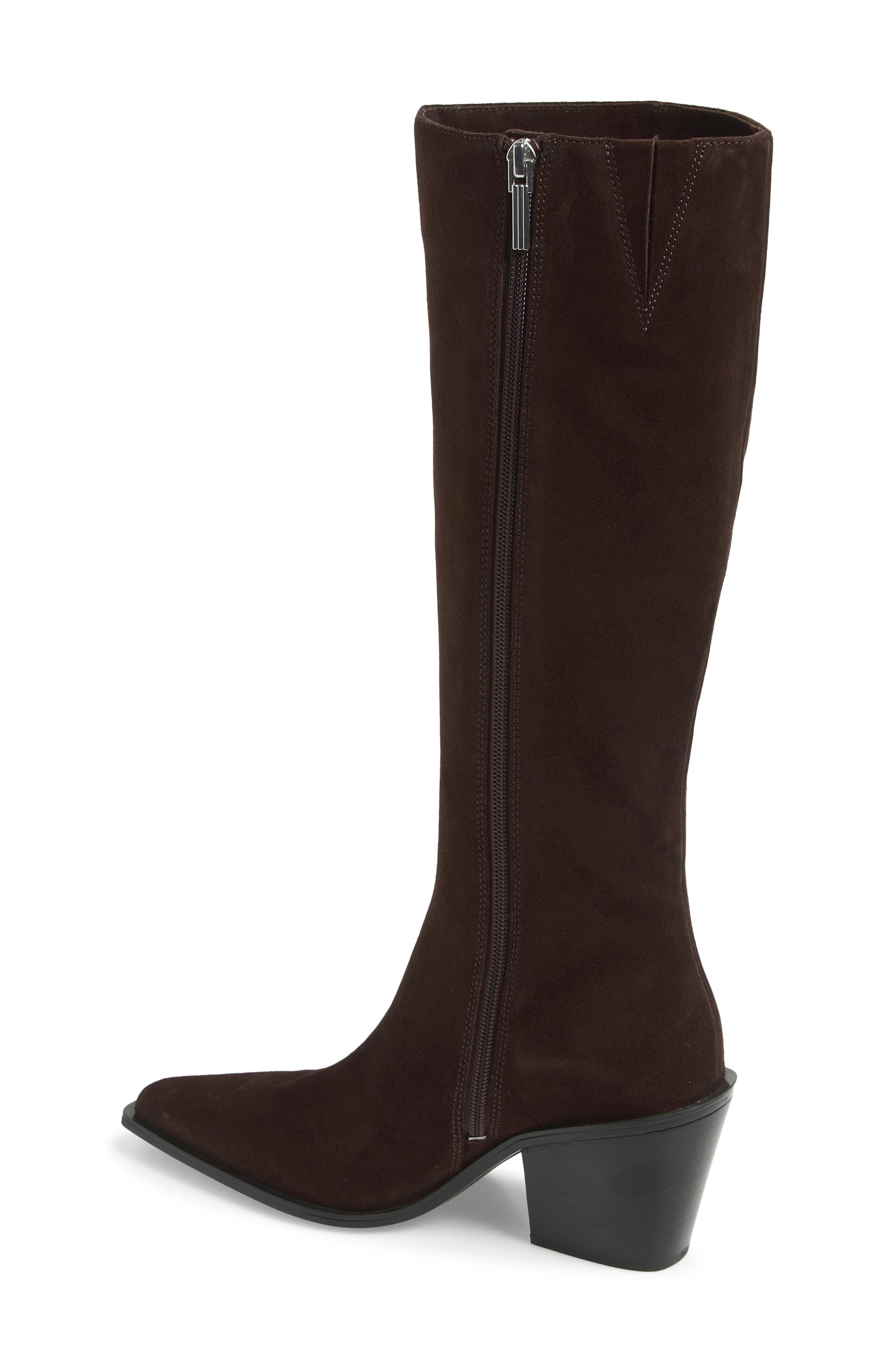 Newbury Knee High Leather Boot, Alternate, color, DARK CHOCOLATE SUEDE