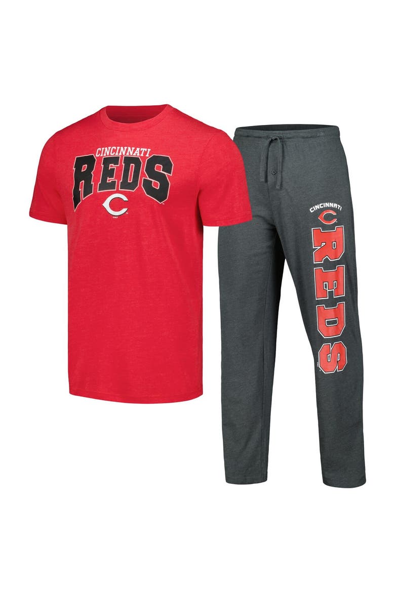 Men's Concepts Sport Charcoal/Red Cincinnati Reds Meter T-Shirt & Pants Sleep Set, Main, color, Charcoal