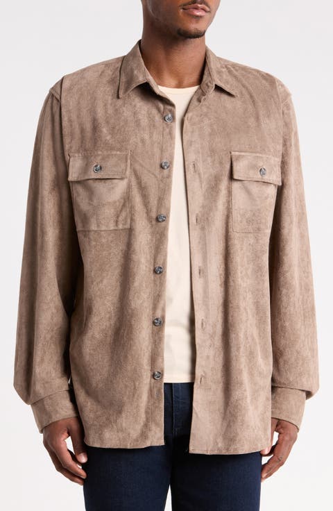 Faux Suede Shirt Jacket