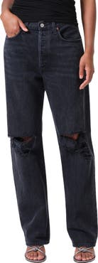 AGOLDE Kelly Ripped High Waist Relaxed Straight Leg Jeans