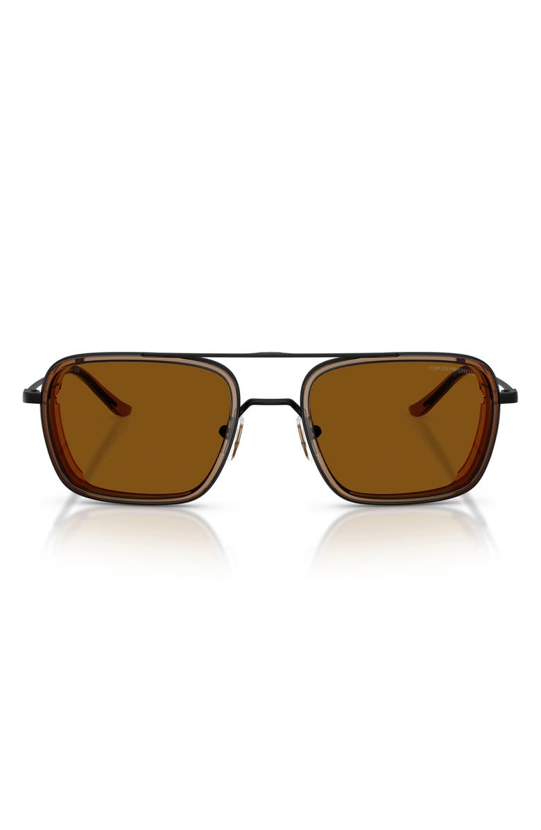 Emporio Armani 54mm Square Sunglasses, Main, color, Matte Black / Dark Bronze