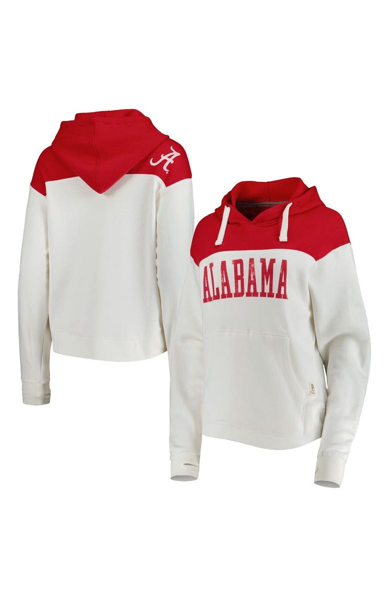 PRESSBOX Women's Pressbox White/Crimson Alabama Crimson Tide Chicago 2-Hit Yoke Pullover Hoodie, Main, color, White