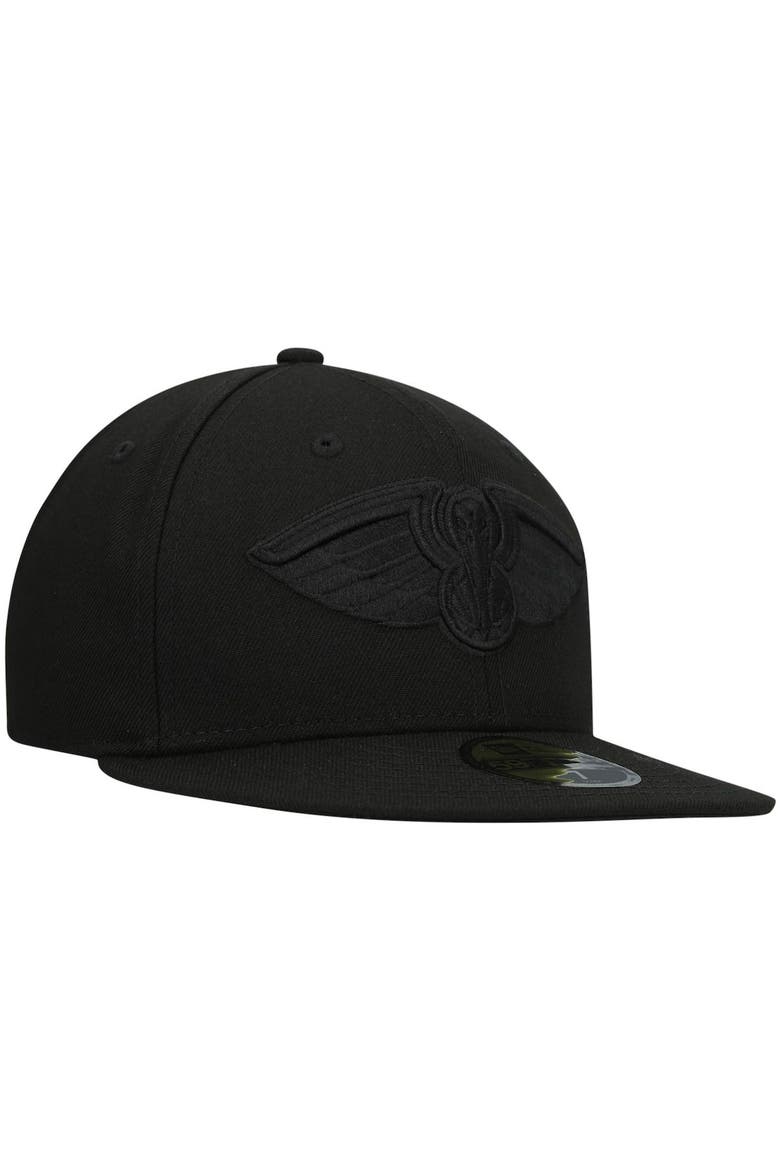 Men's New Era New Orleans Pelicans Black On Black 59FIFTY Fitted Hat, Alternate, color, Black