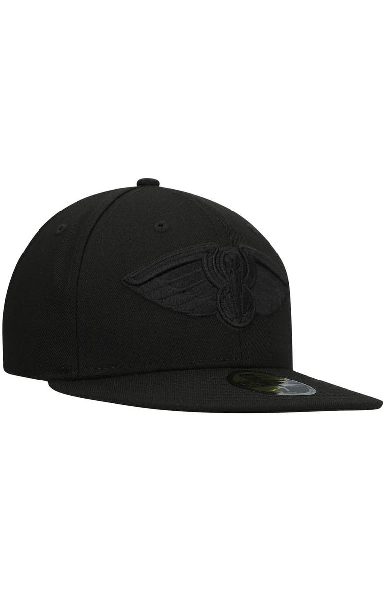 New Era Men's New Era New Orleans Pelicans Black On Black 59FIFTY Fitted Hat, Alternate, color, 