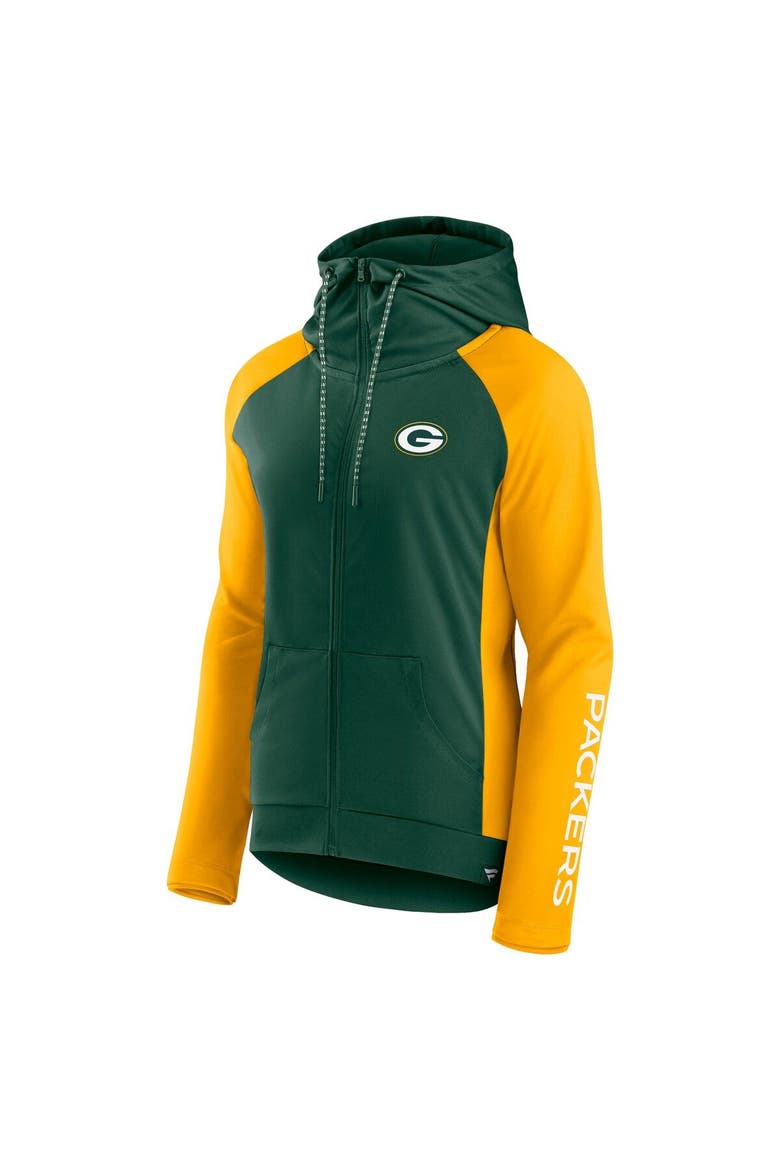 Women's Fanatics Branded Green/Gold Green Bay Packers End Around Lightweight Raglan Full-Zip Hoodie Jacket, Alternate, color, Green