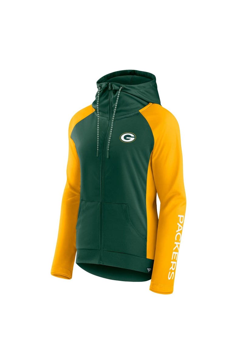 FANATICS Women's Fanatics Branded Green/Gold Green Bay Packers End Around Lightweight Raglan Full-Zip Hoodie Jacket, Alternate, color, 