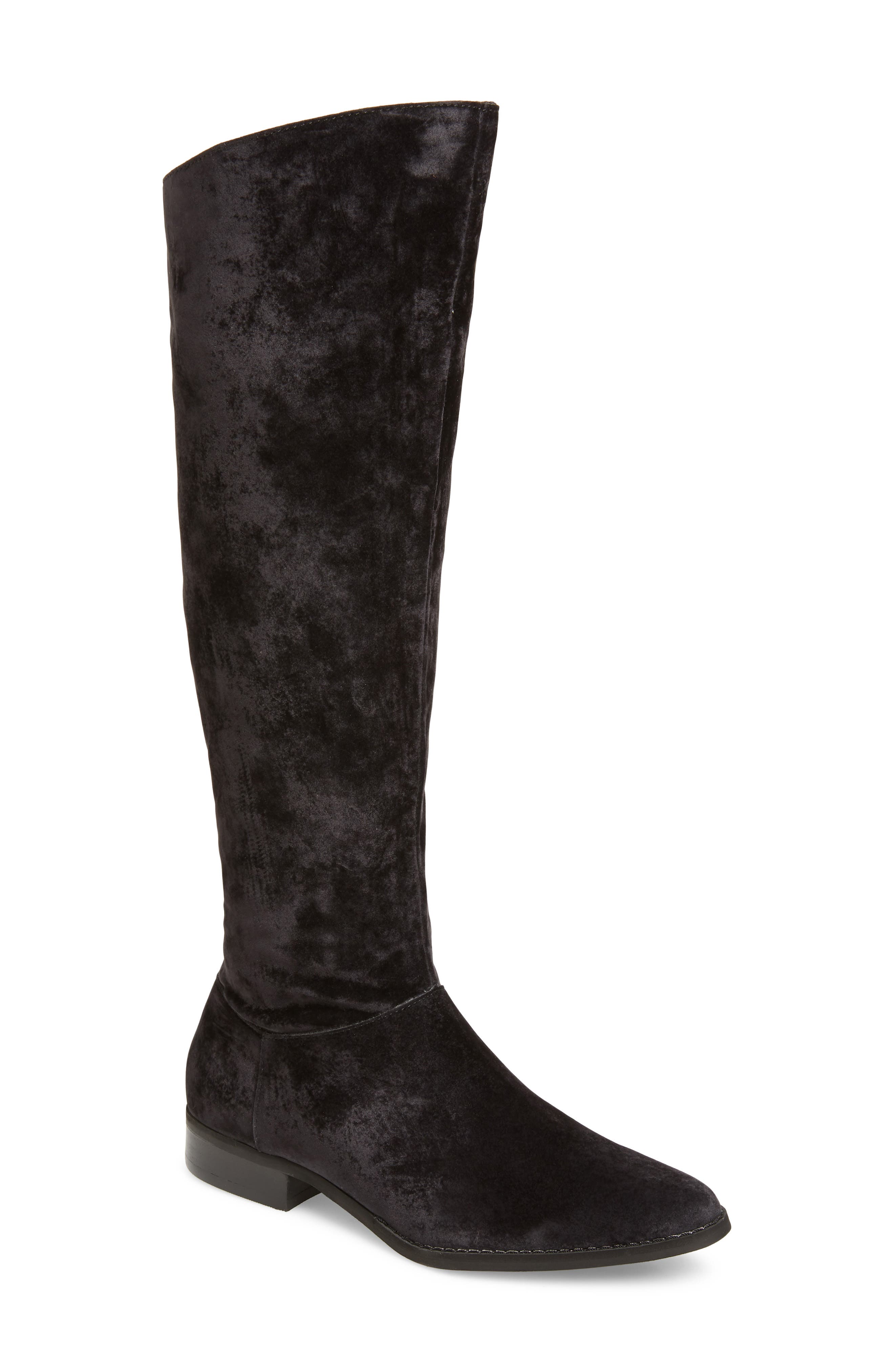 Band of Gypsies Luna Knee High Boot, Main, color, BLACK SUEDED VELVET