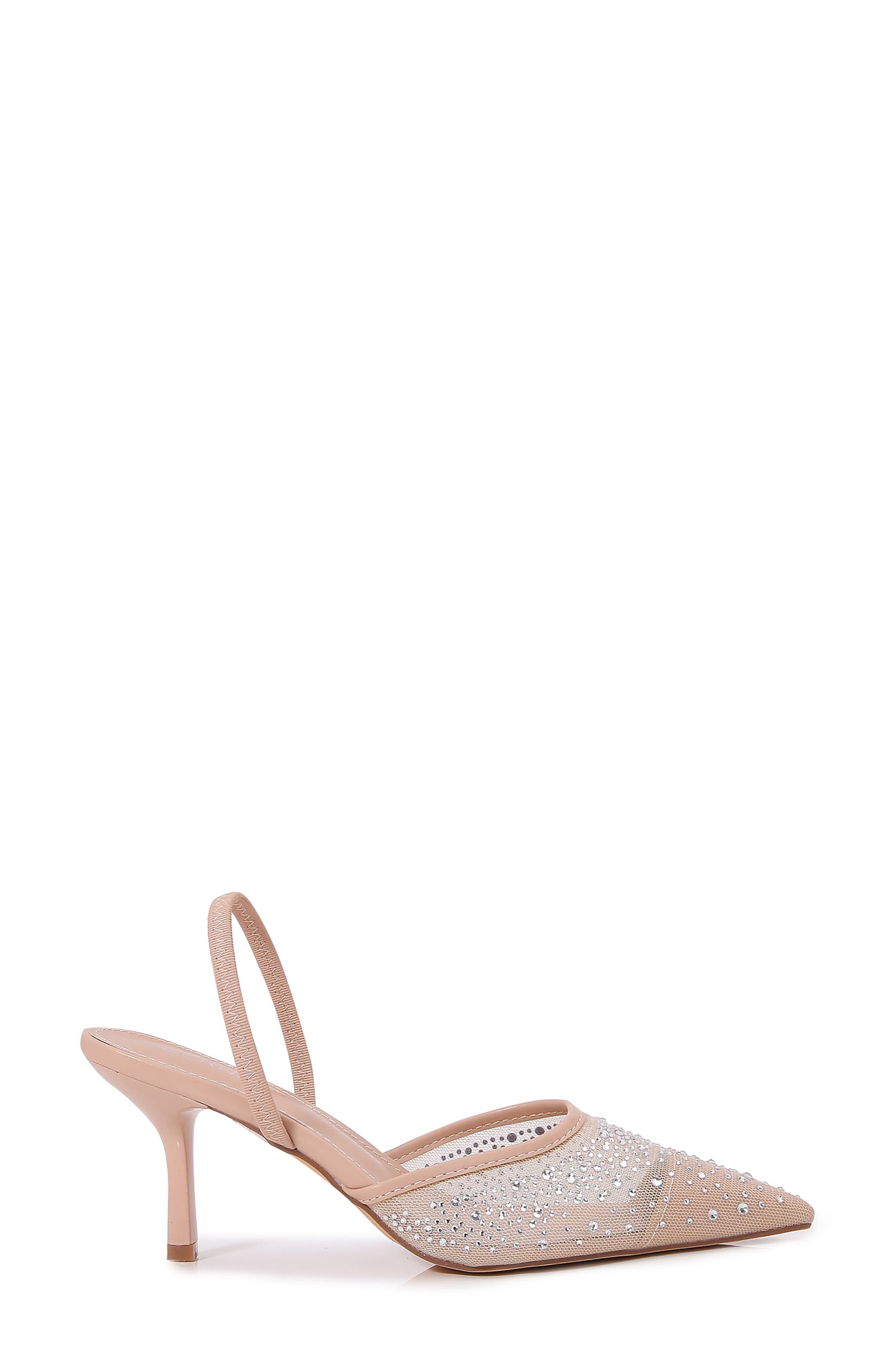 Cara Rhinestone Mesh Pump, Alternate, color, BEIGE