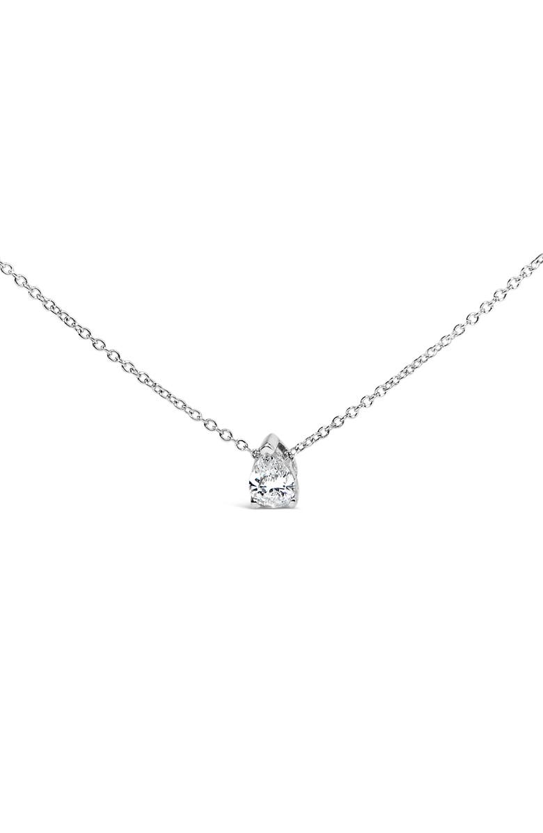 Haus of Brilliance 14K White Gold 1/2 Cttw Pear Shape Lab-Grown Diamond Solitaire Pendant Necklace, Main, color, White