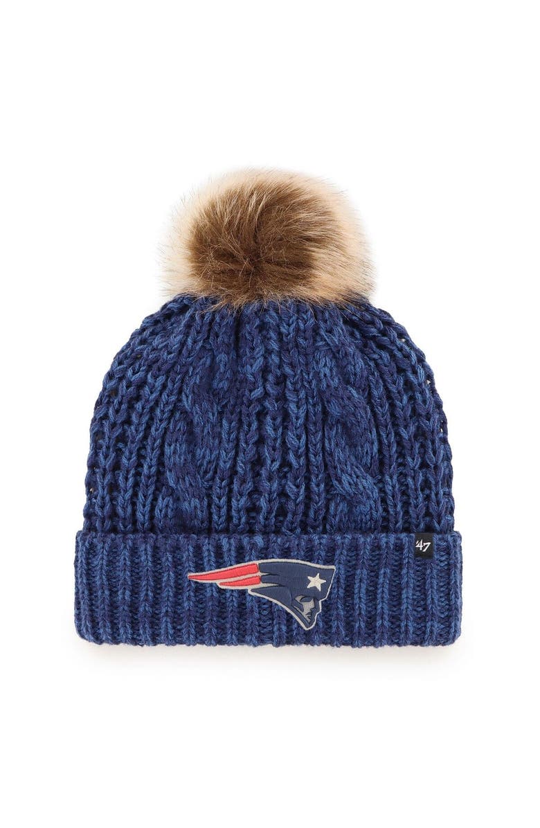 '47 Women's '47 Navy New England Patriots Logo Meeko Cuffed Knit Hat with Pom, Main, color, Navy
