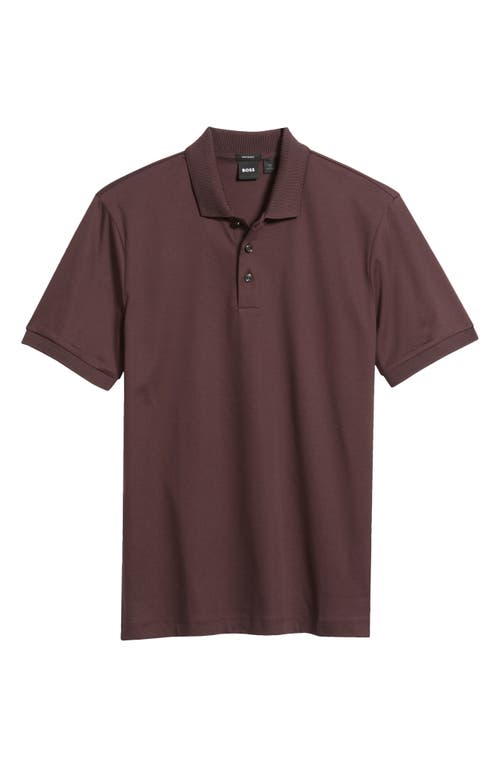 Hugo Boss Boss Phillipson Mercerized Cotton Polo In Burgundy