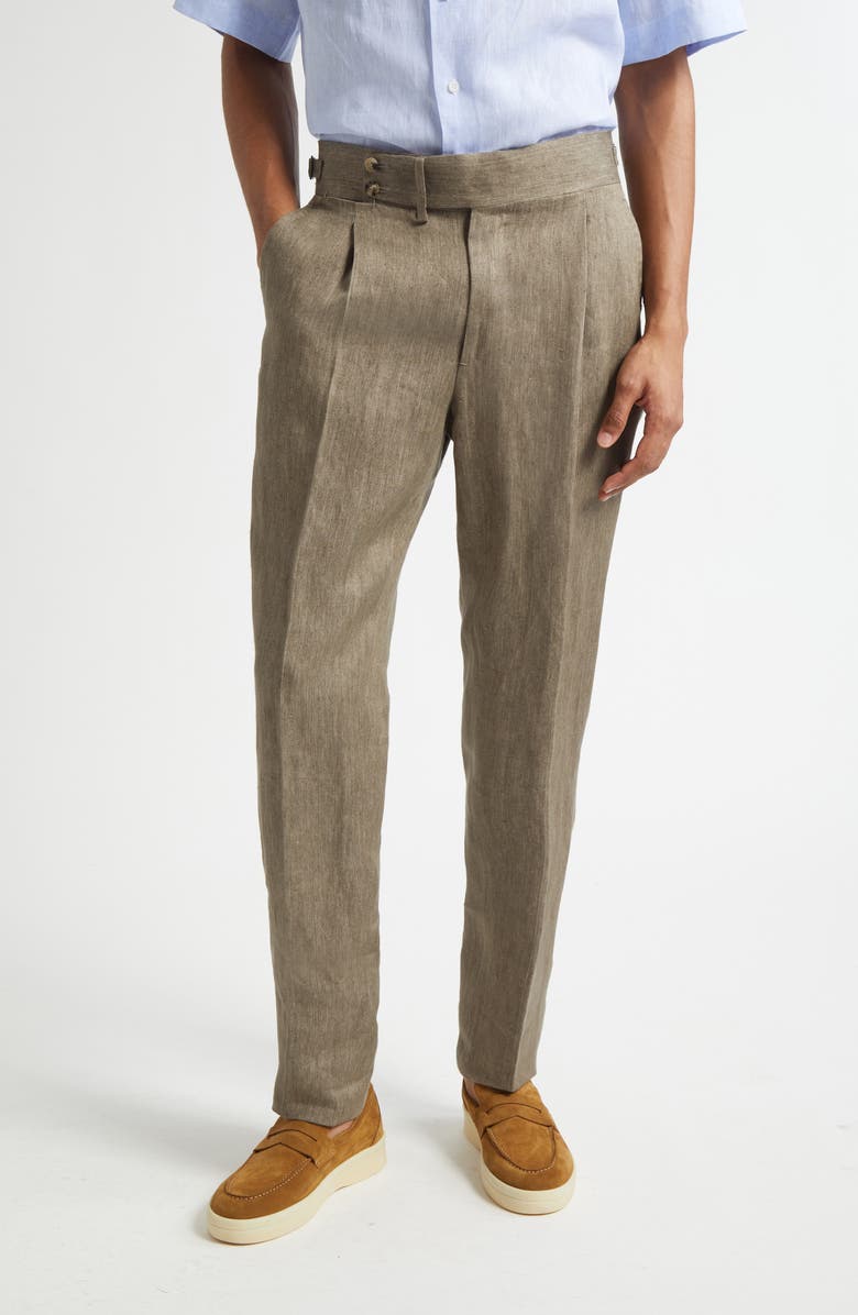 ISAIA Casalnuovo Silk, Cashmere & Linen Délavé Trousers, Main, color, Light Brown 380