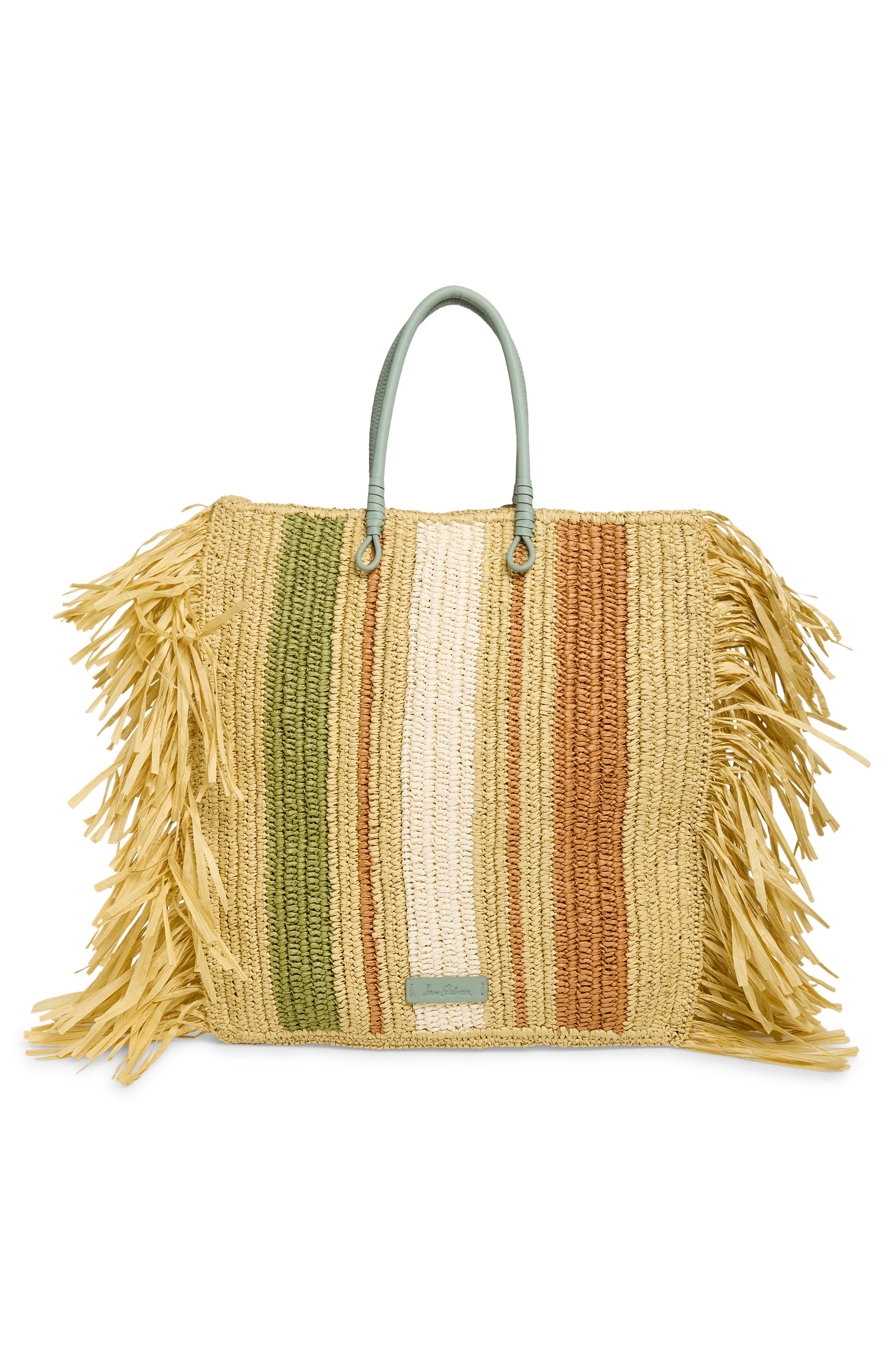 Sam Edelman Lily Straw Tote, Alternate, color, Natural/ Green