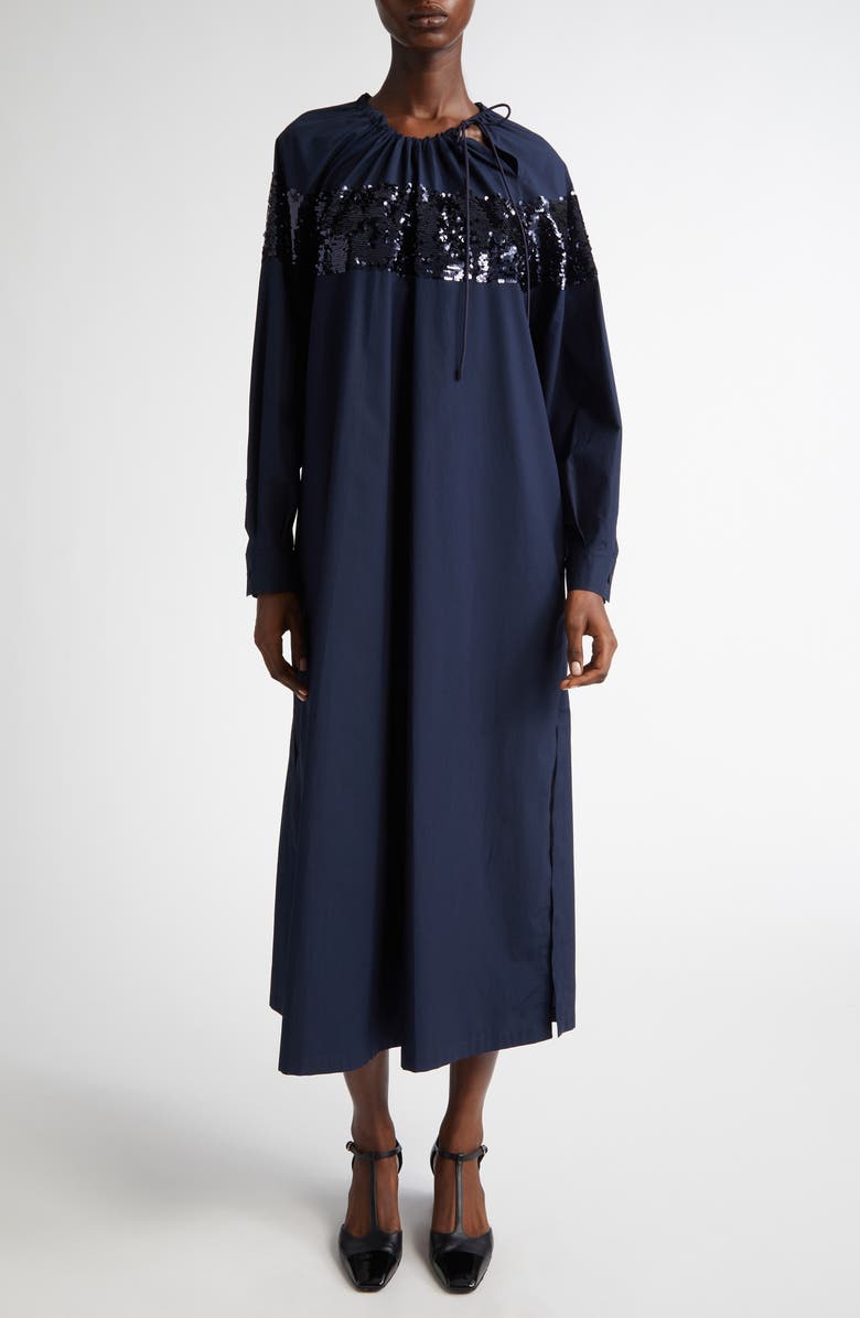 Max Mara Samuele Sequin Long Sleeve Maxi Dress, Main, color,