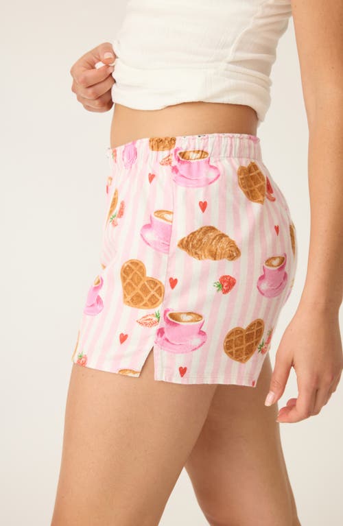 Pj Salvage Print Cotton Flannel Pajama Shorts In Pink