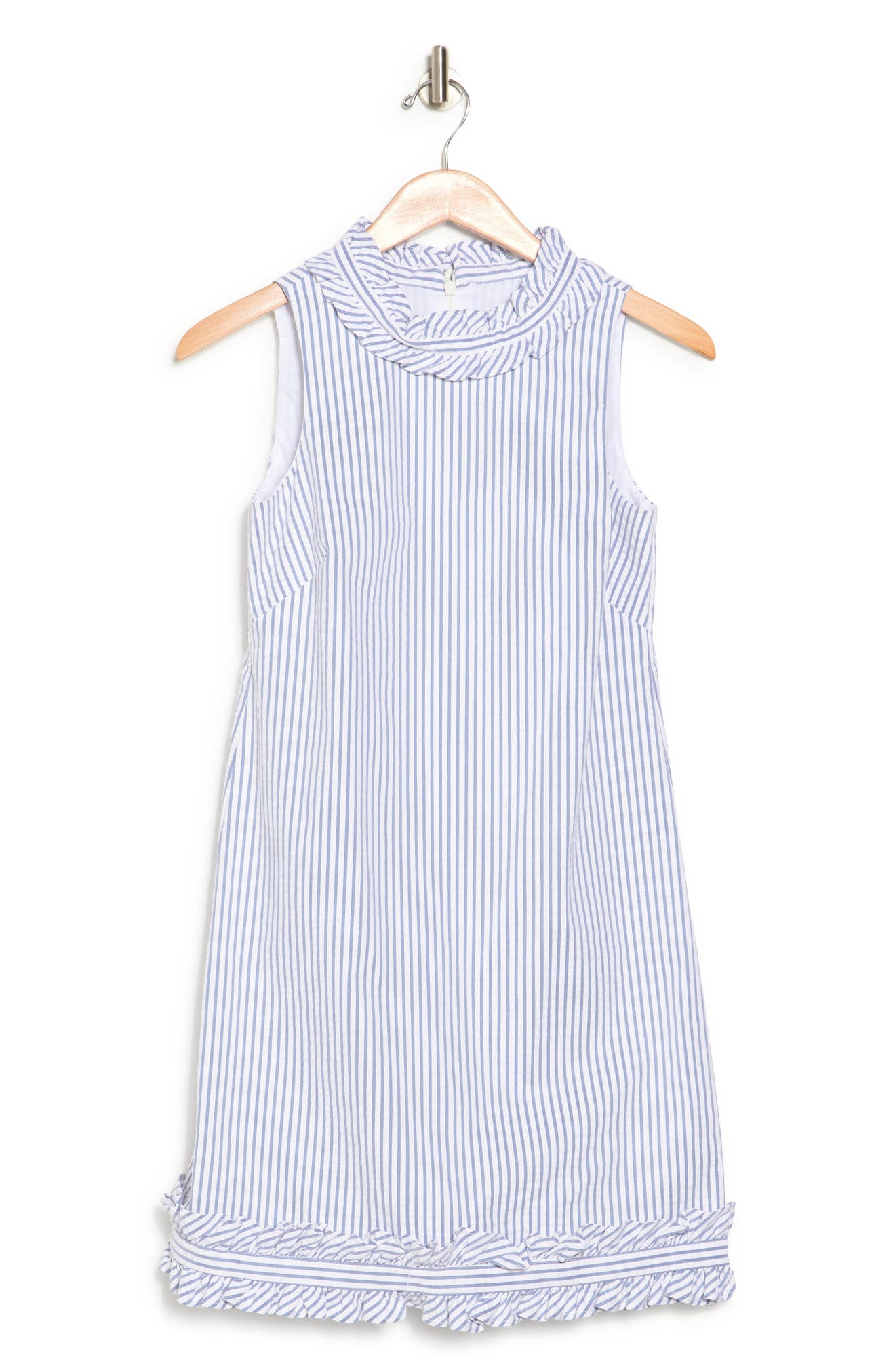 Stripe Ruffle Sleeveless Sheath Dress