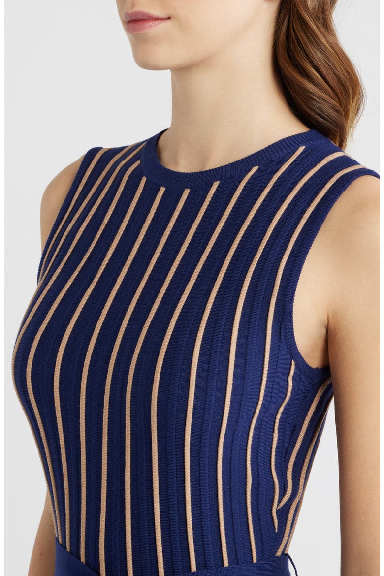 Tie Belt Knit Dress, Alternate, color, NAVY/ TAUPE