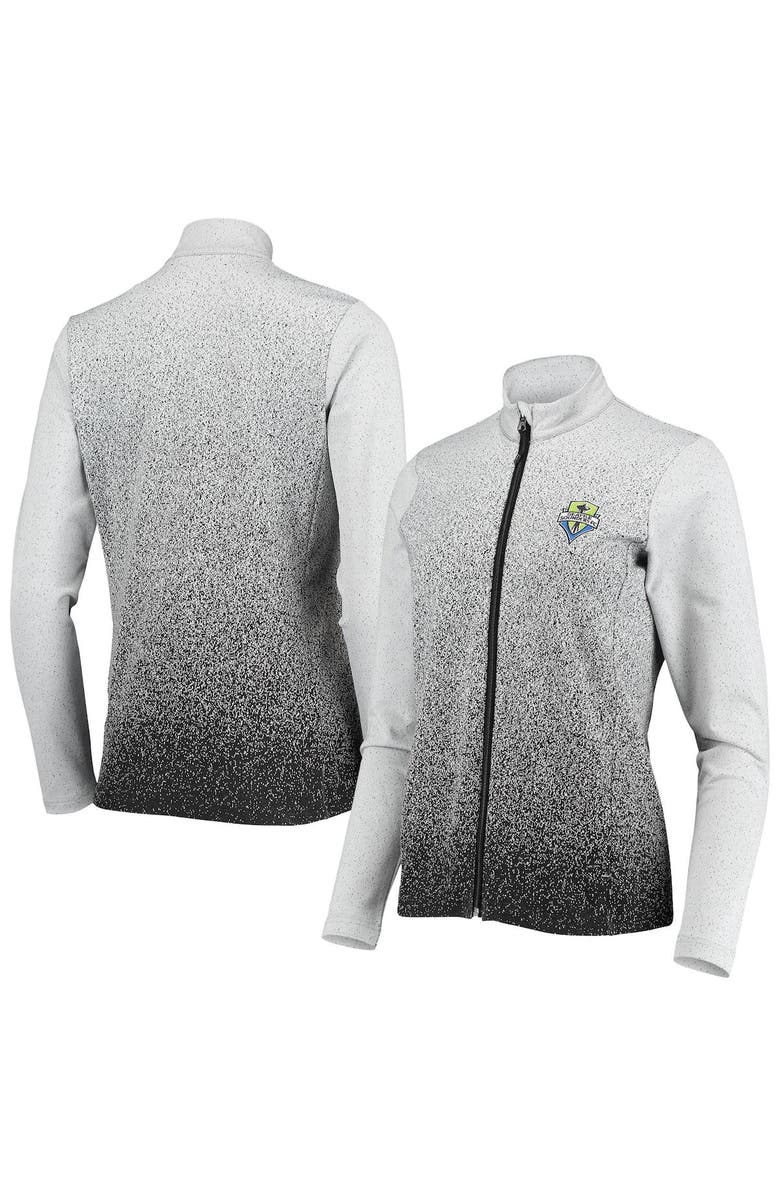 ANTIGUA Women's Antigua White/Black Seattle Sounders FC Guide Full-Zip Jacket, Main, color,
