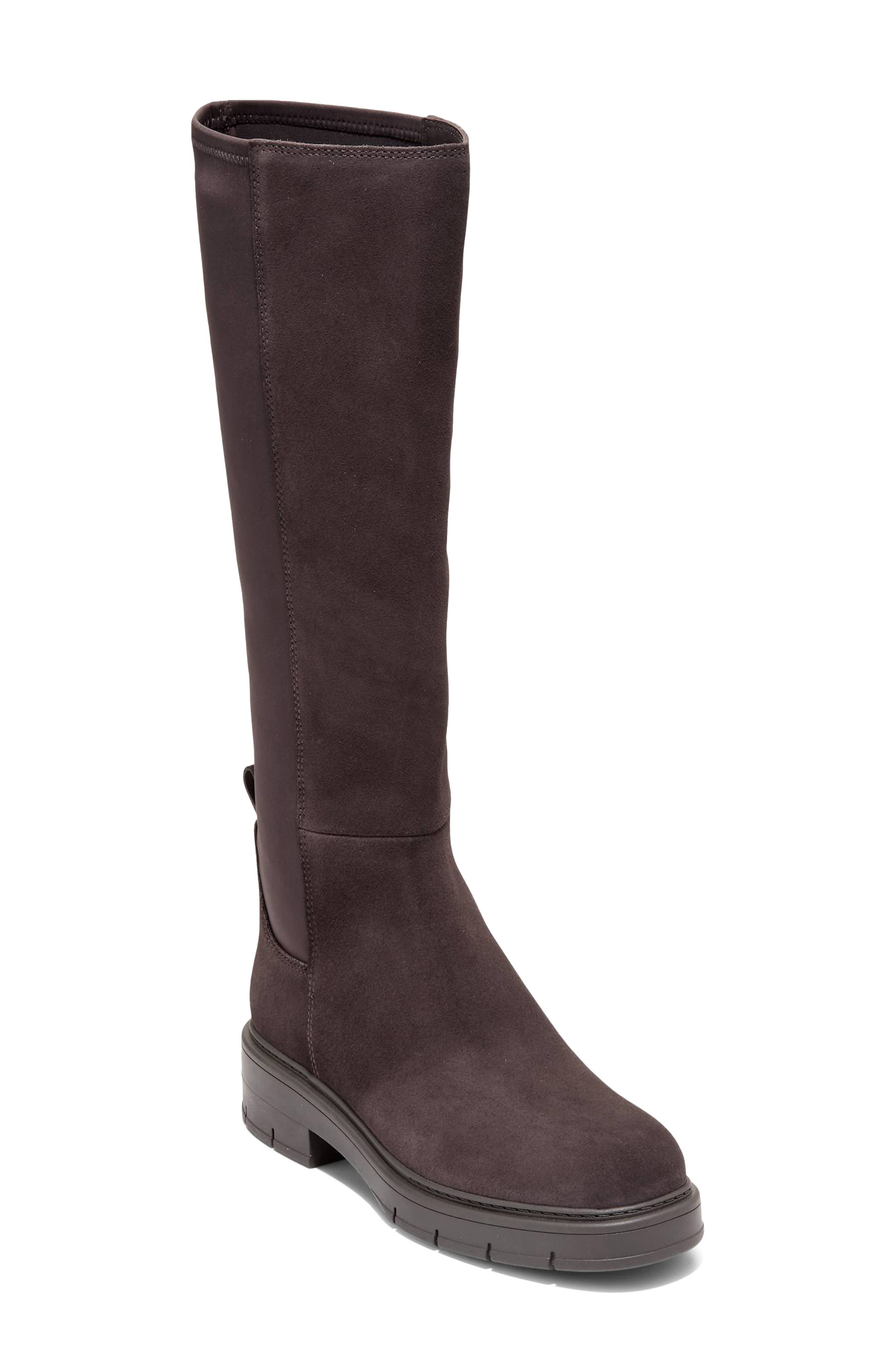 Grand Flex Fenella Waterproof Leather Knee High Boot, Main, color, DARK CHOCOLATE SUEDE WP