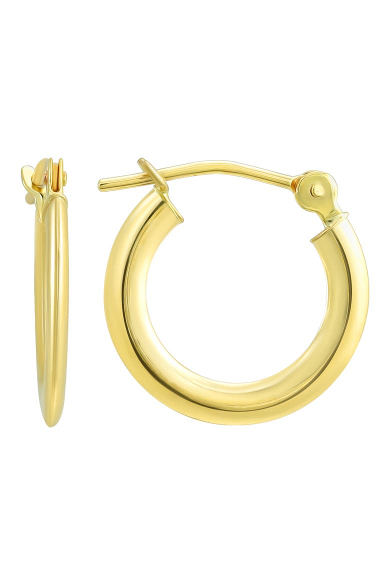 14K Yellow Gold Flat Tube Huggie Hoop Earrings, Main, color, GOLD