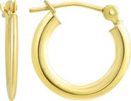 CANDELA JEWELRY 14K Yellow Gold Flat Tube Huggie Hoop Earrings