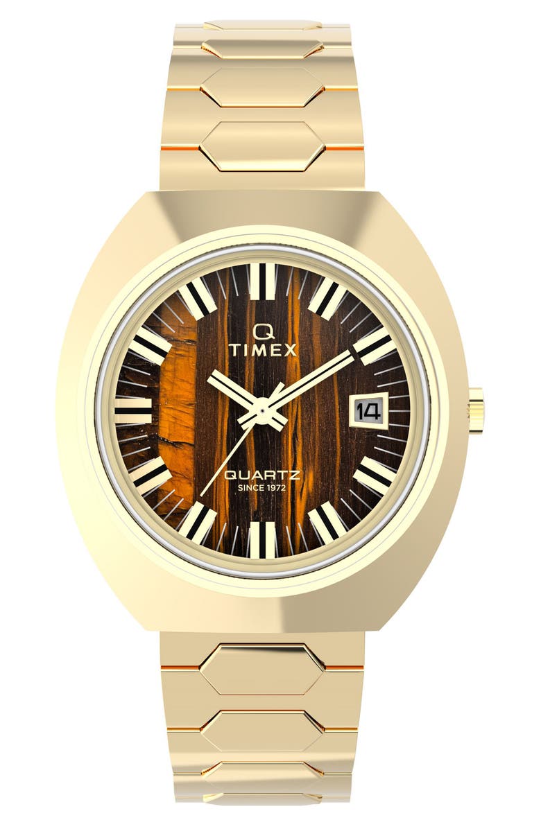 Timex<sup>®</sup> Q 1972 Time Machine Reissue Bracelet Watch, 39mm, Main, color, Brown