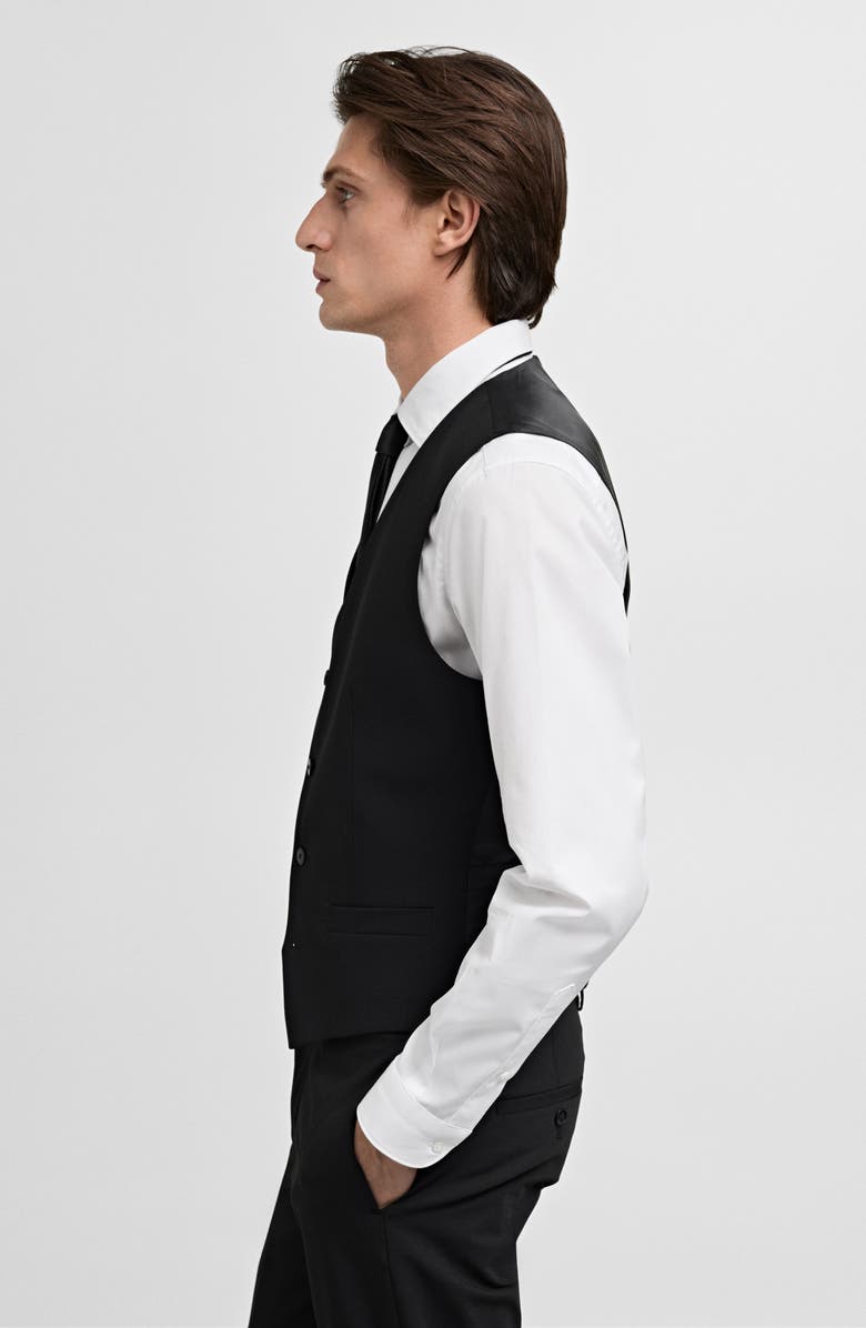 MANGO Paris Superslim Fit Stretch Suit Vest, Alternate, color, Black