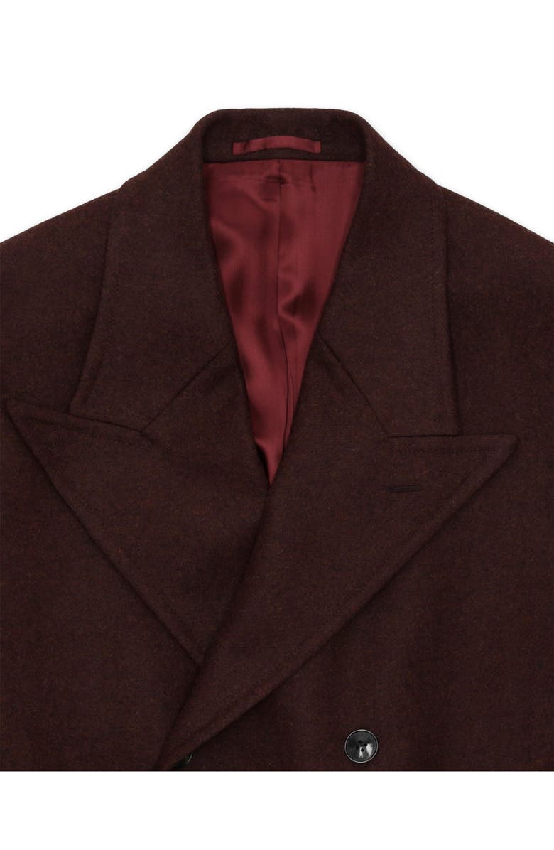 Fortela Classic Double Breasted Wool Coat, Alternate, color, Burgundy