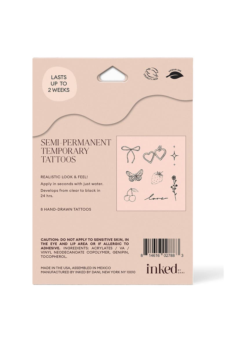 Dreamy Semi-Permanent Ink 8-Pack Temporary Tattoos, Alternate, color, BLACK