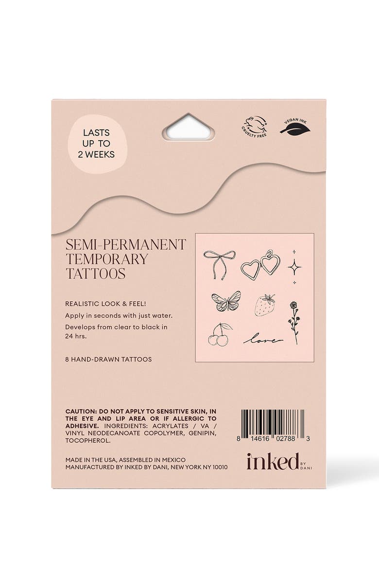 INKED by Dani Dreamy Semi-Permanent Ink 8-Pack Temporary Tattoos, Alternate, color, Black