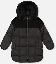 Deux par Deux Long Fleece Lined Faux Fur Hood Winter Puffer Coat