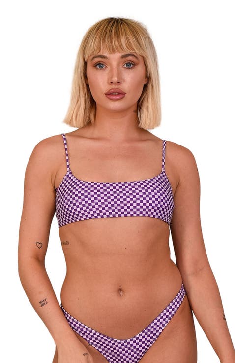 Checkmate Lace Up Crop Bikini Top