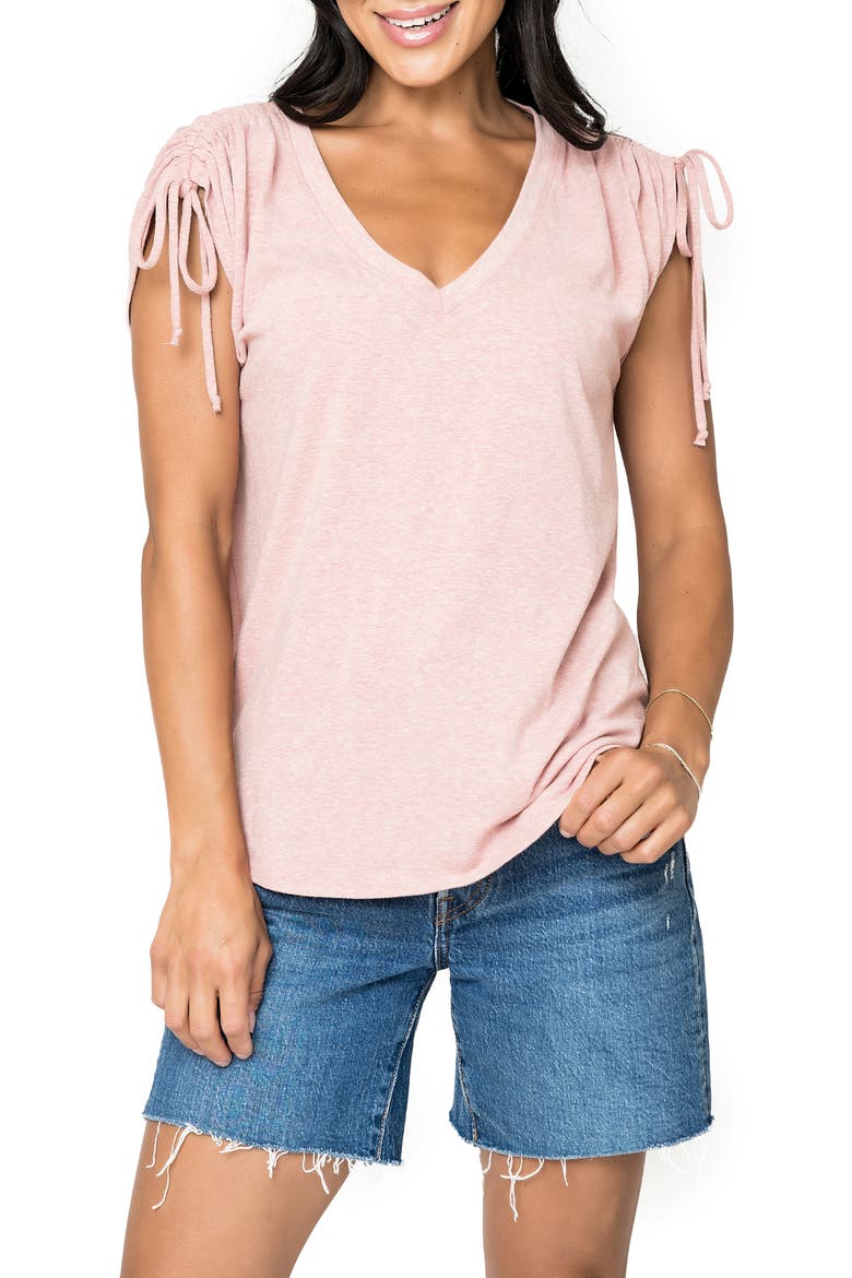 Cinched Sleeve Jersey T-Shirt, Main, color, DUSTY ROSE