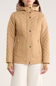 Michael Kors Hooded Diamond Quilted Jacket