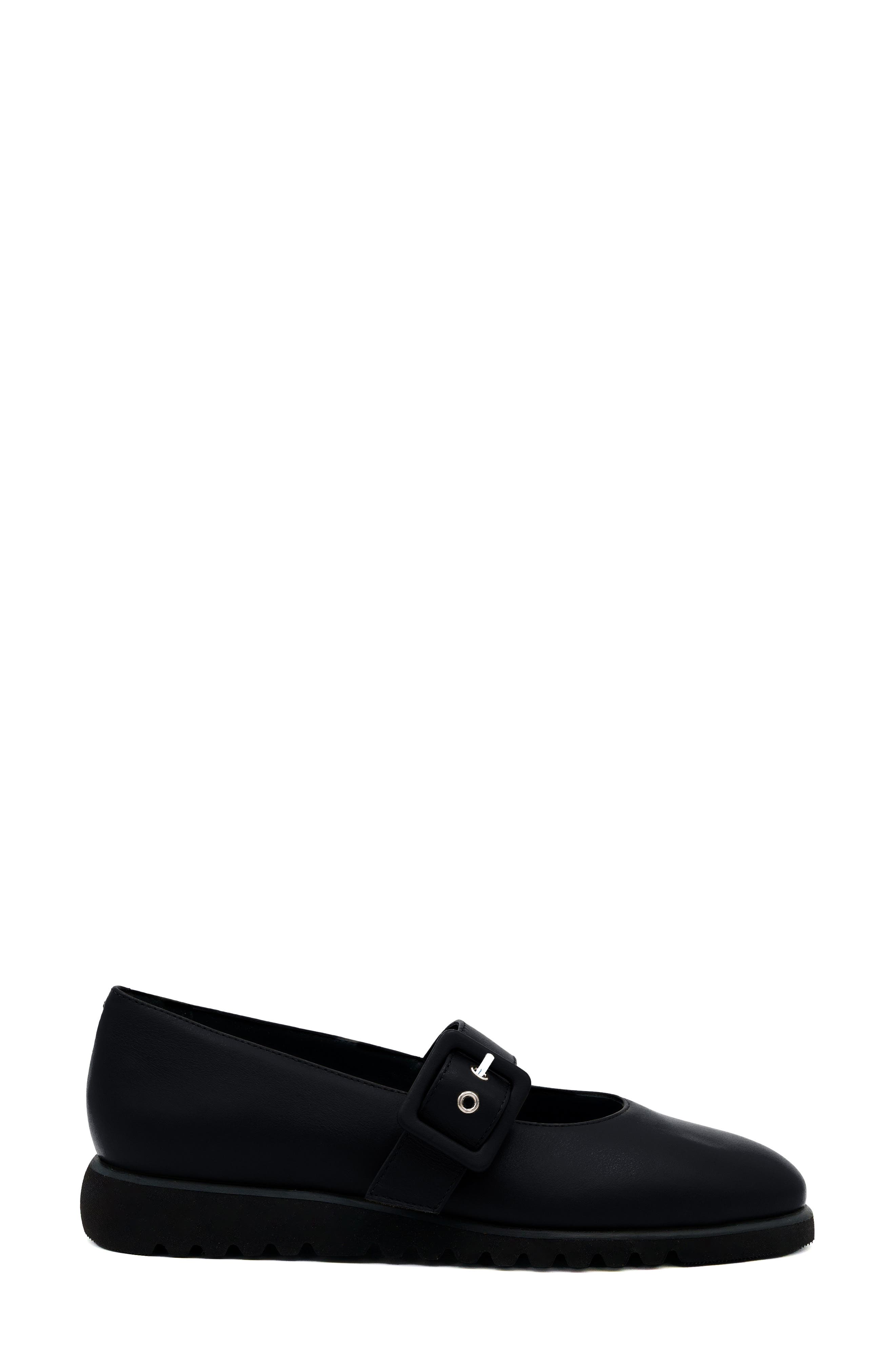 Energia Leather Mary Jane Flat, Alternate, color, BLACK
