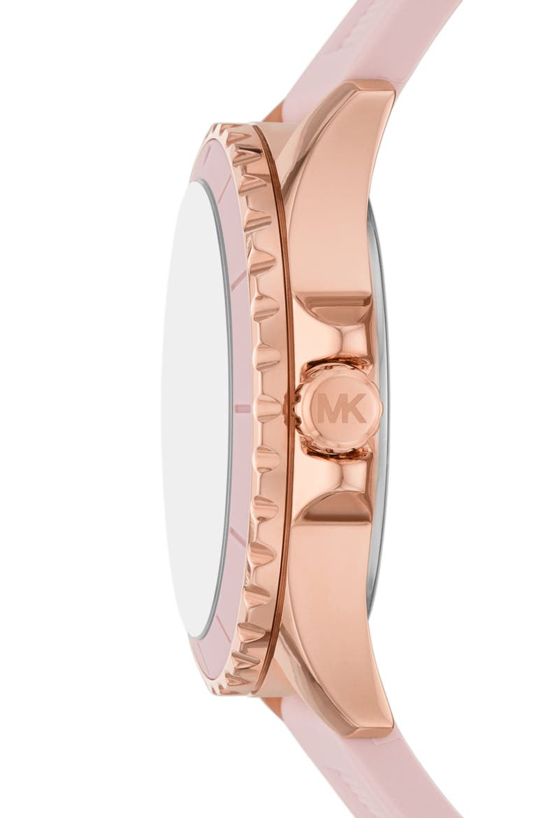 Everest Three-Hand Quartz Silicone Strap Watch, 40mm, Alternate, color, ROSE GOLD