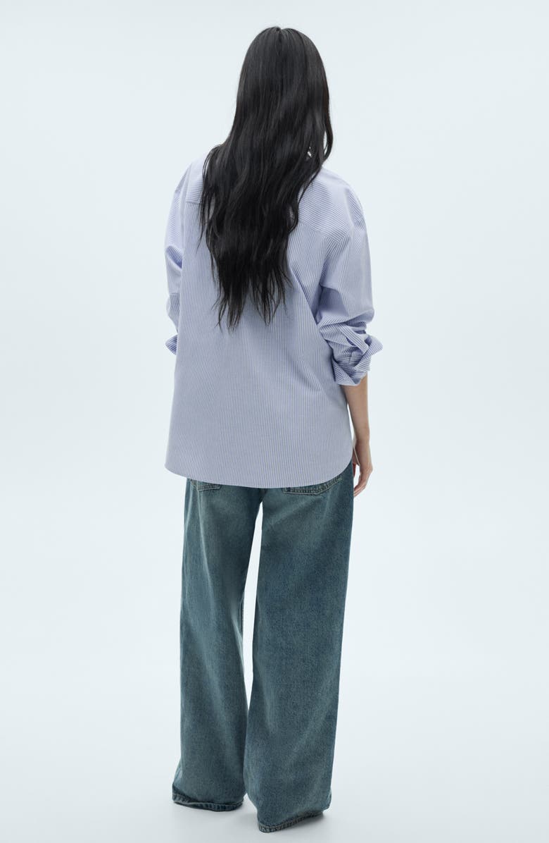 MANGO Engineer Stripe Button-Up Shirt, Alternate, color, Sky Blue