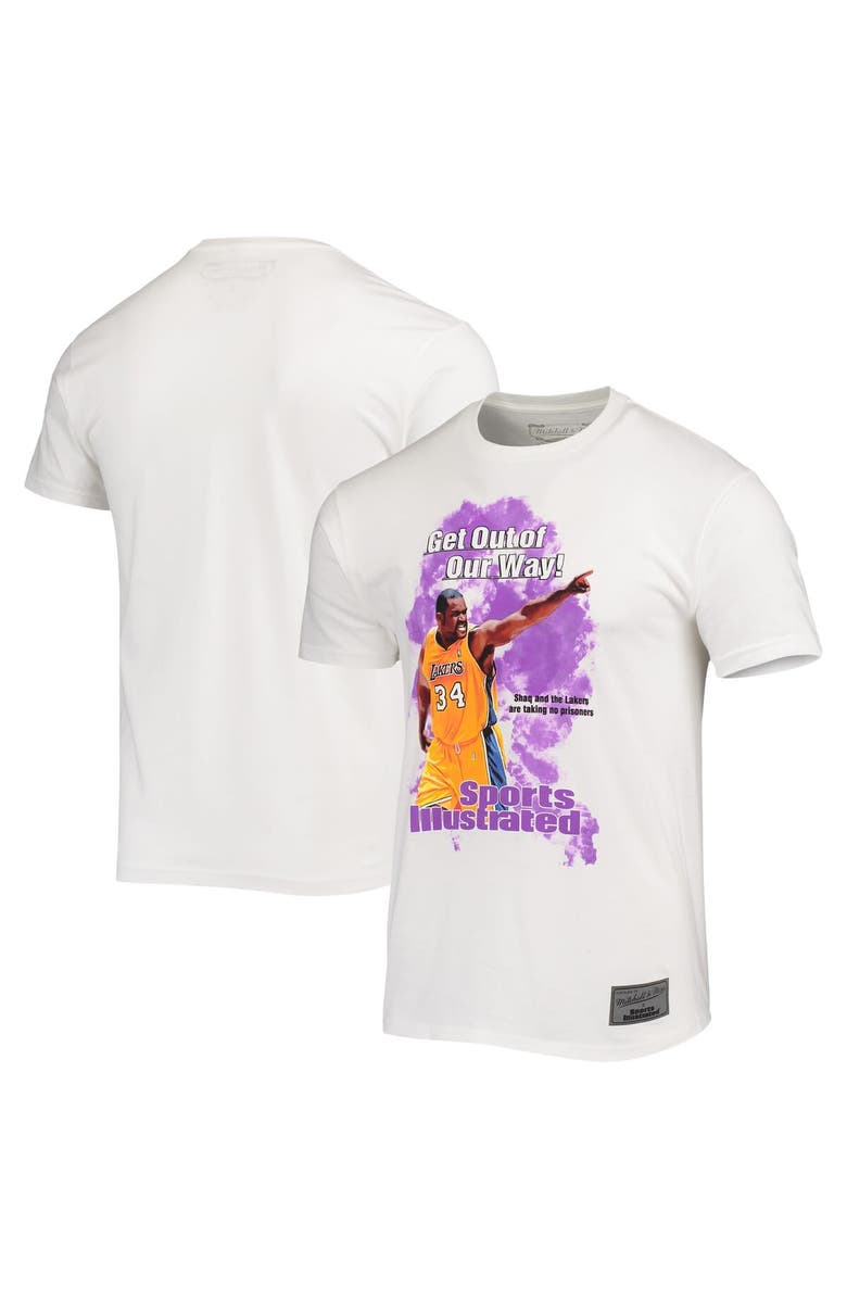 Mitchell & Ness Men's Mitchell & Ness x Sports Illustrated Shaquille O'Neal White Los Angeles Lakers Player T-Shirt, Main, color, 