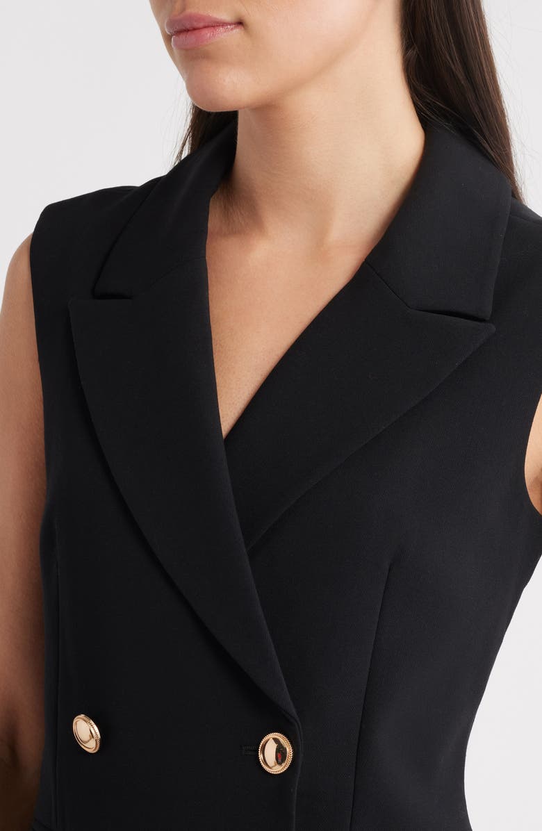French Connection Whisper Sleeveless Blazer Dress, Alternate, color, Blackout Shiny Gold