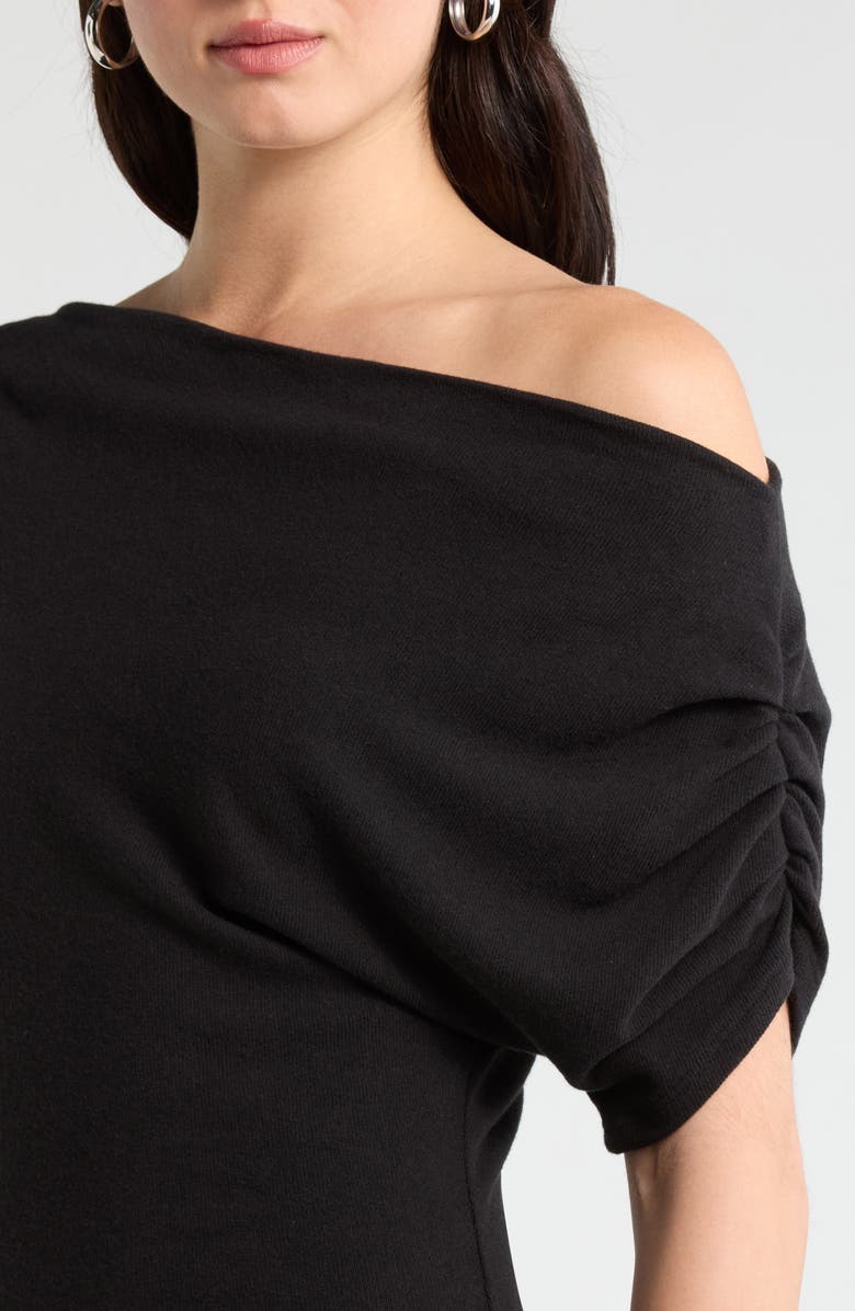 Reformation Iris One-Shoulder Dress, Alternate, color, Black