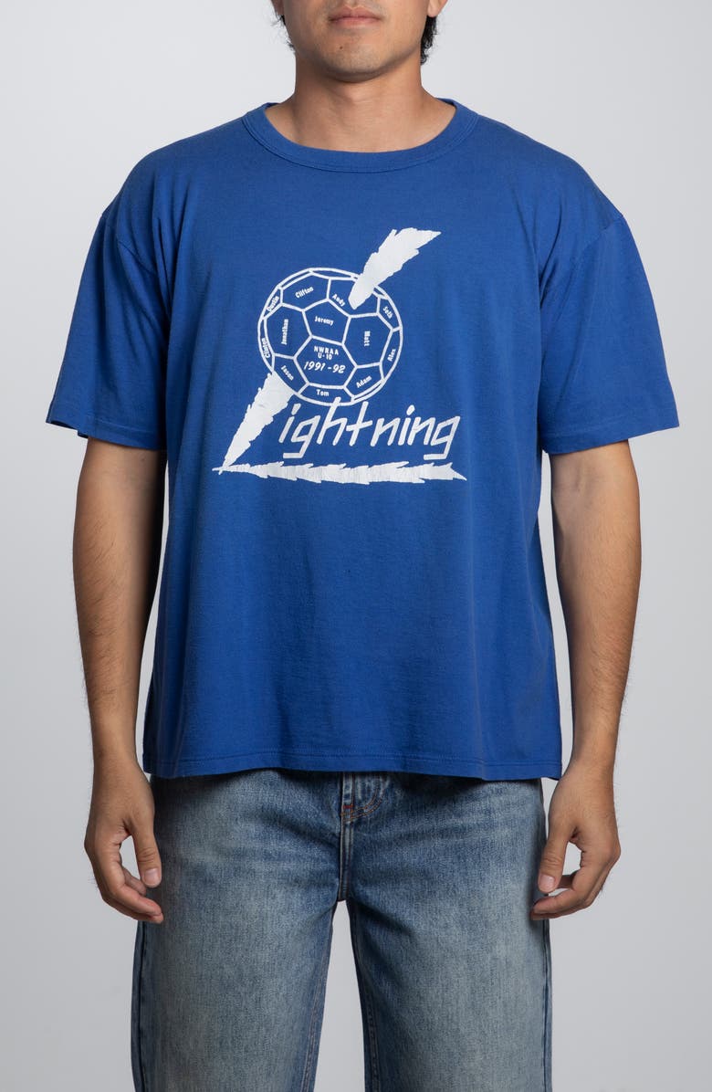 Elwood Vintage Lightning Soccer Tee, Main, color, Blue